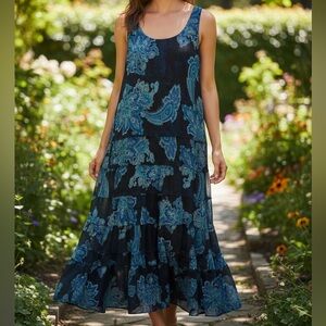 Chico's Black and Blue Patterned Maxi Dress